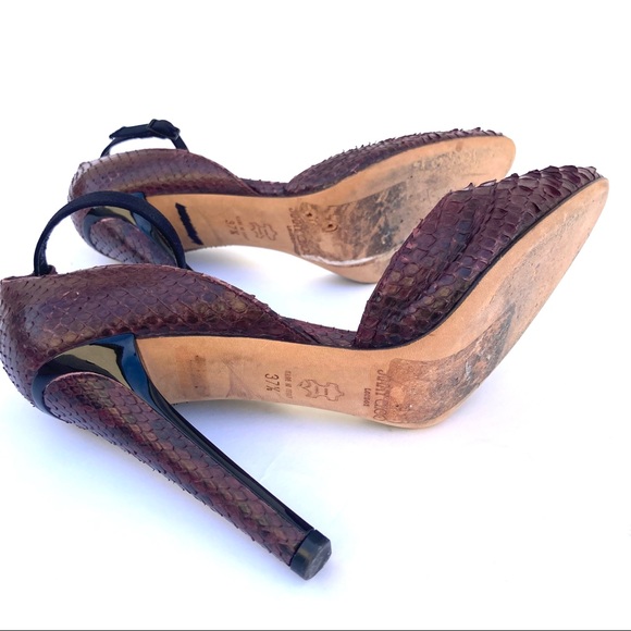 JIMMY CHOO SNAKE SKIN CLOSED TOE ANKLE STRAP HEELS SIZE 37.5 - Picture 6 of 10